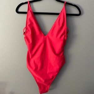 Red one piece bathing suit